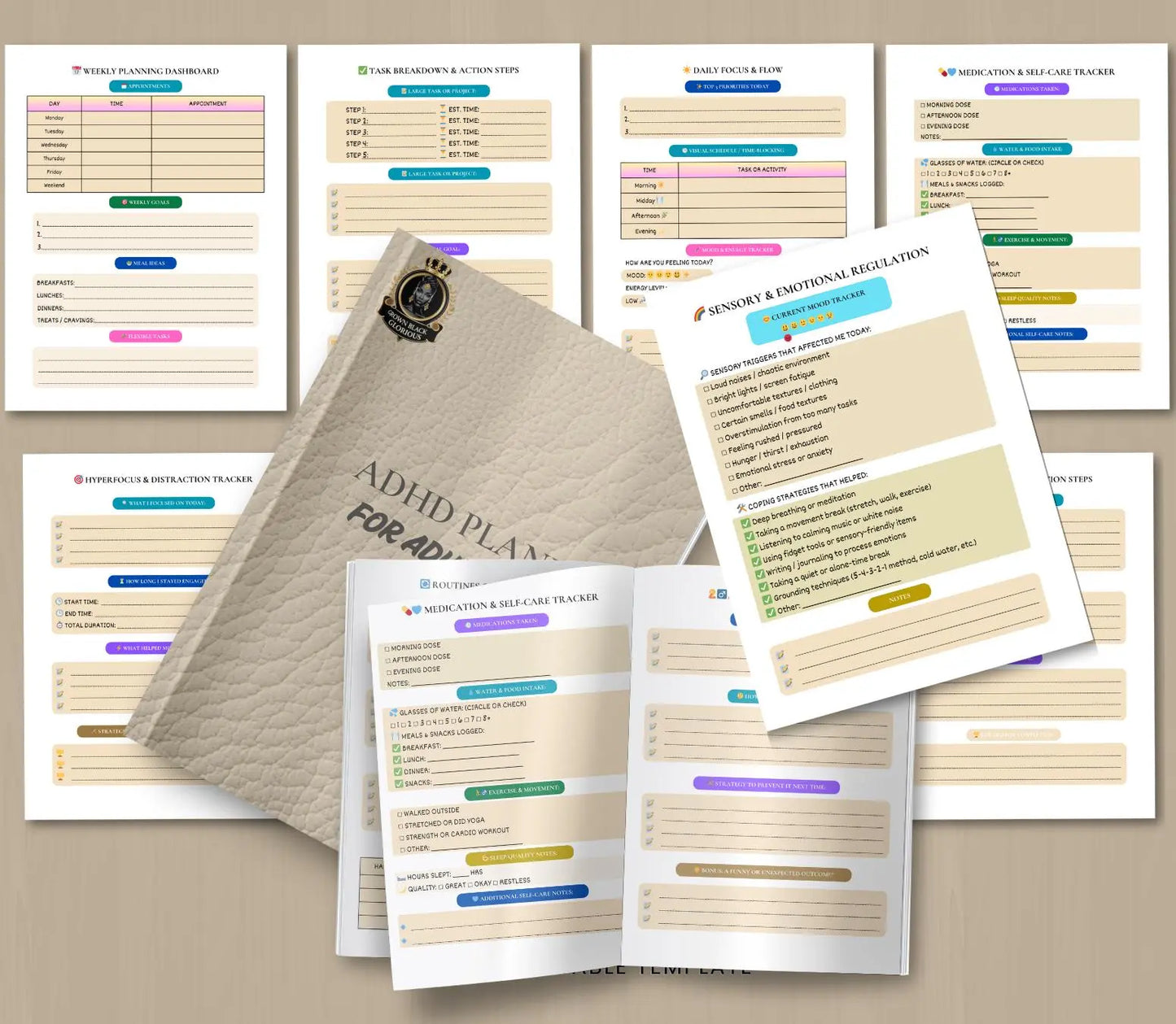 ADHD Planner for Black Women: Focus & Productivity Journal (Printable Digital Download) Ma boutique