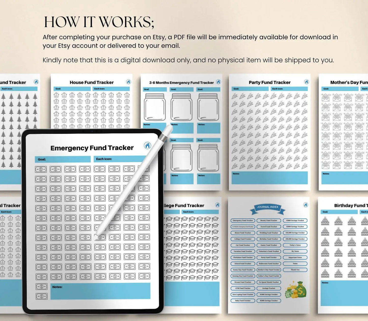 Digital Savings Tracker: Budget Planner, Money Management (Printable PDF & Tablet Friendly) Grown Black Glorious