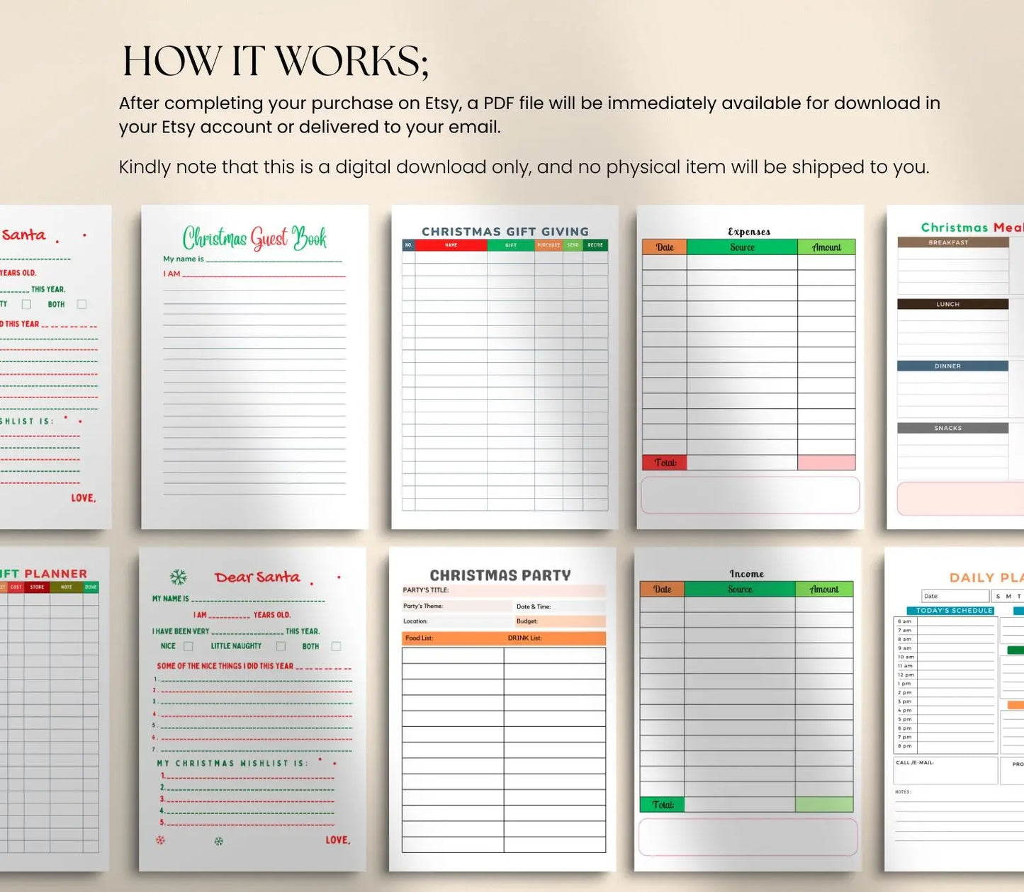 Printable Christmas Planner: Holiday Organizer, Gift List (PDF Download) Grown Black Glorious