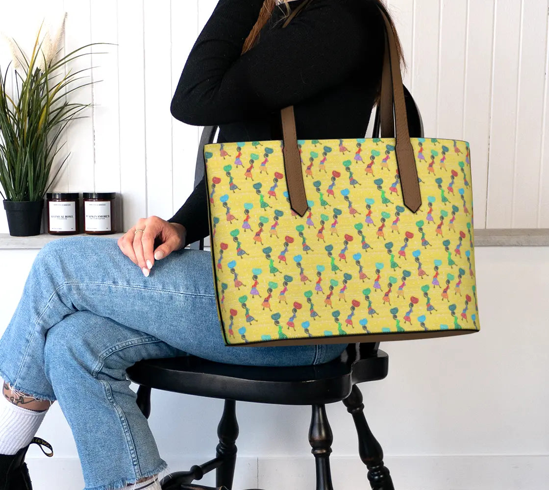 Black Woman Vegan Leather Tote – Afrocentric Luxury Handbag Celebrating Culture, Craft, and Confidence Grown Black Glorious