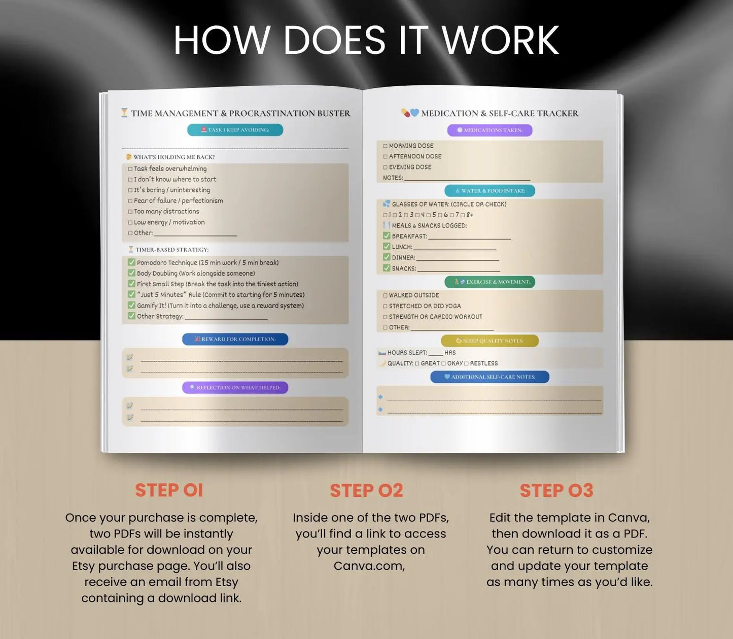 ADHD Planner for Black Women: Focus & Productivity Journal (Printable Digital Download) Ma boutique