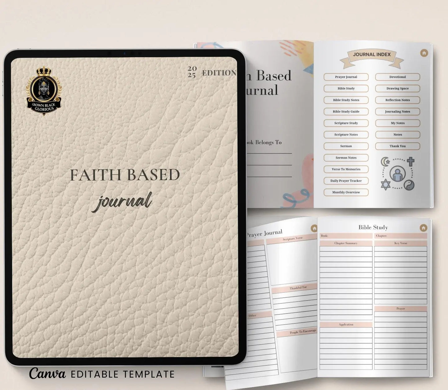 Christian Prayer Journal: Bible Study & Devotional Planner (Printable PDF) Grown Black Glorious