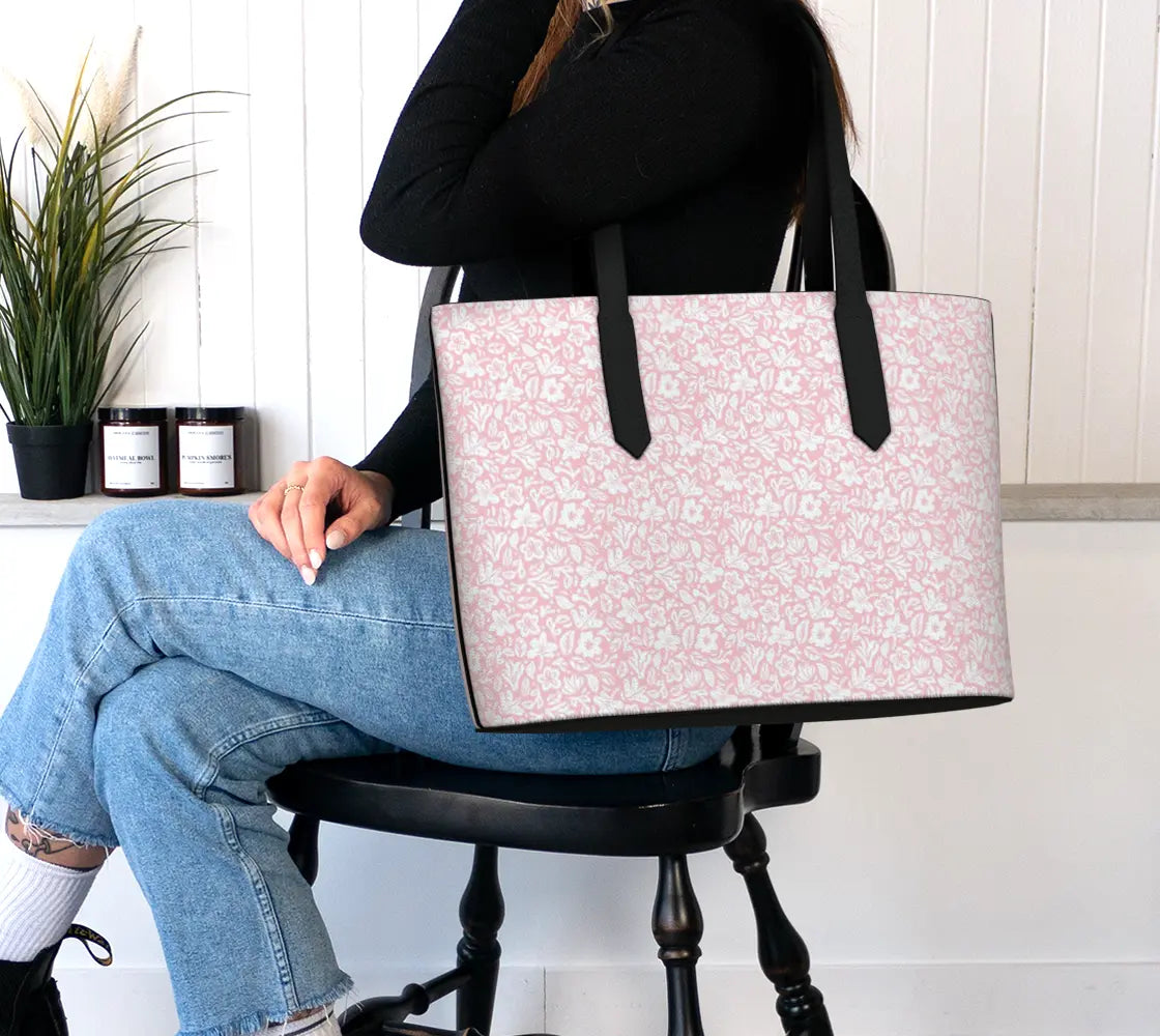 Blush Pink Vegan Leather Tote – Soft Luxury Handbag for Black Women, Minimalist Chic Purse for Everyday Grace Grown Black Glorious