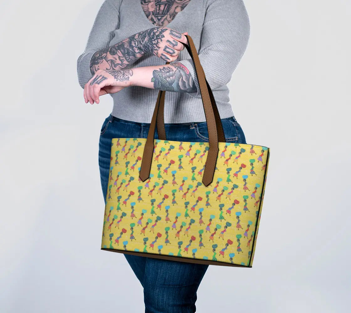 Black Woman Vegan Leather Tote – Afrocentric Luxury Handbag Celebrating Culture, Craft, and Confidence Grown Black Glorious