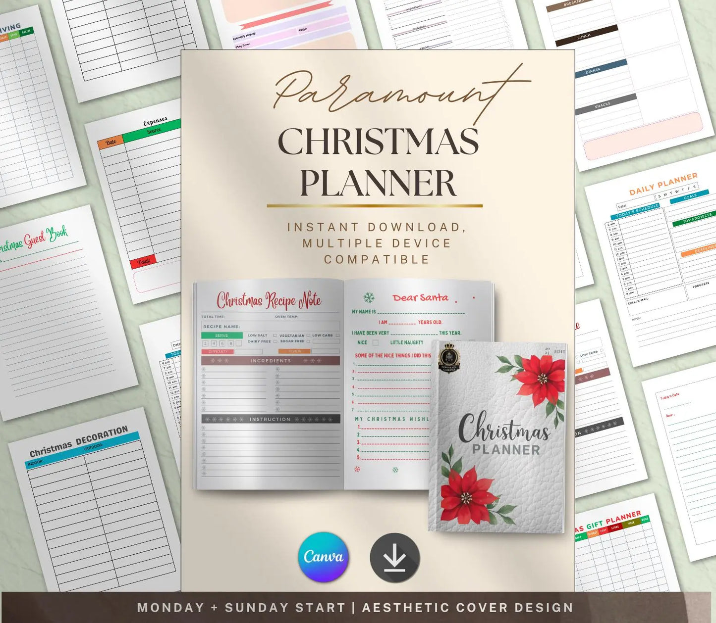 Printable Christmas Planner: Holiday Organizer, Gift List (PDF Download) Grown Black Glorious
