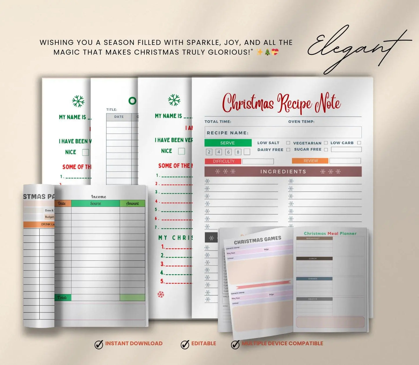 Printable Christmas Planner: Holiday Organizer, Gift List (PDF Download) Grown Black Glorious