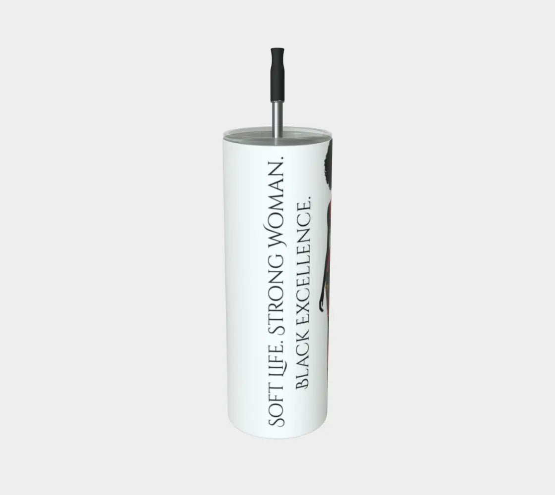 Soft Life, Strong Woman Tumbler – Black Excellence Stainless Steel Cup, 20 oz Afrocentric Travel Mug for Women Grown Black Glorious