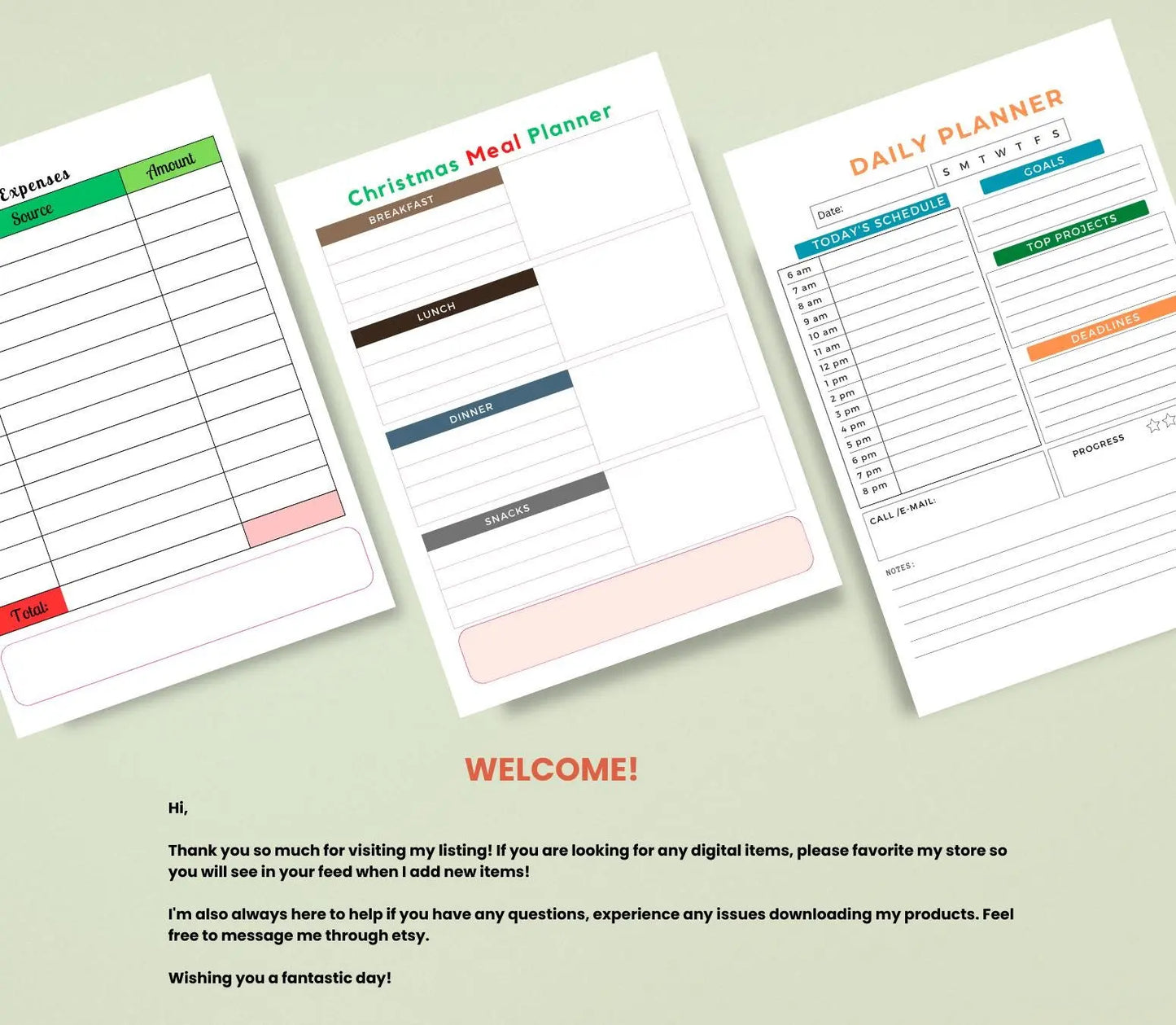 Printable Christmas Planner: Holiday Organizer, Gift List (PDF Download) Grown Black Glorious