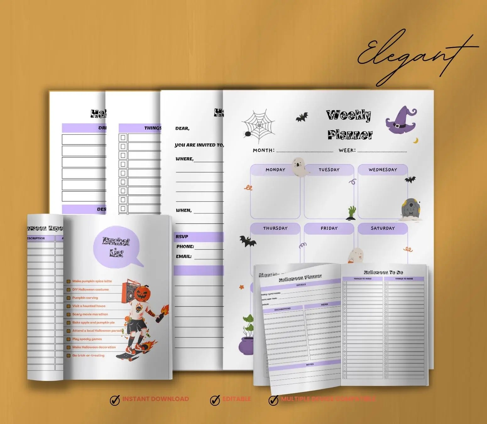 Family Halloween Planner - Party, Budget & Costume Organizer (Digital Download) Grown Black Glorious