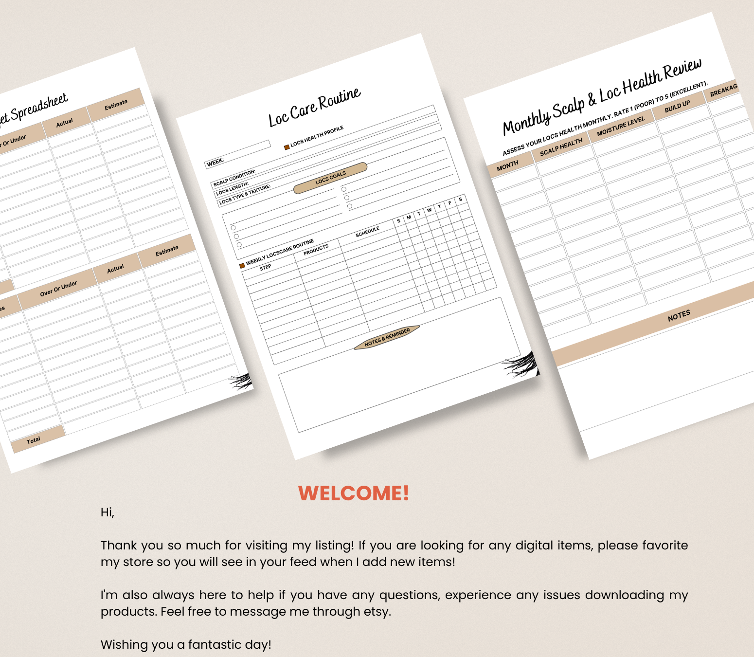 Dreadlock Care Tracker | Editable Canva Loc Maintenance & Growth Journal - Grown Black Glorious