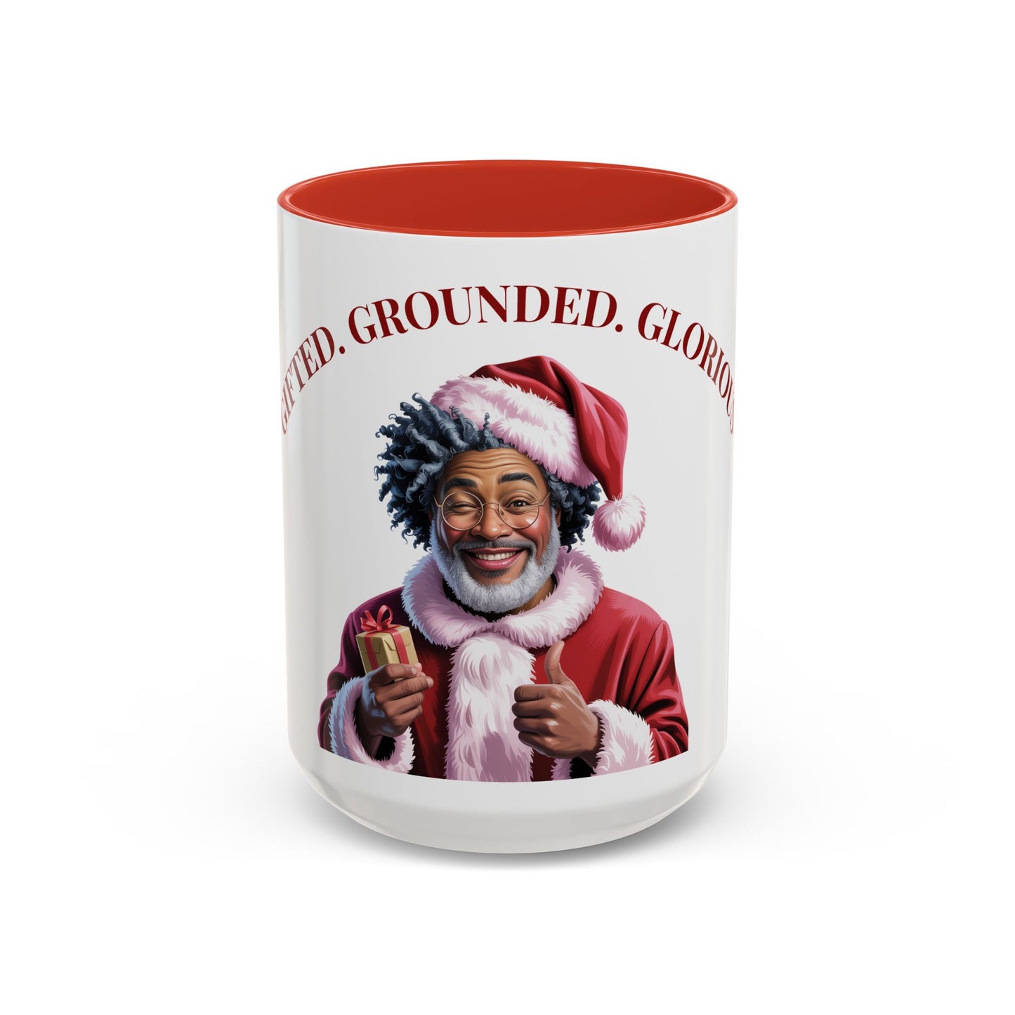 Festive Santa Coffee Mug - "Rooted. Grounded. Glorious."