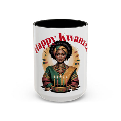 Happy Kwanzaa Mug for Black Women | Afrocentric Empowerment Coffee Cup | Cultural Heritage Gift for Kwanzaa Celebration
