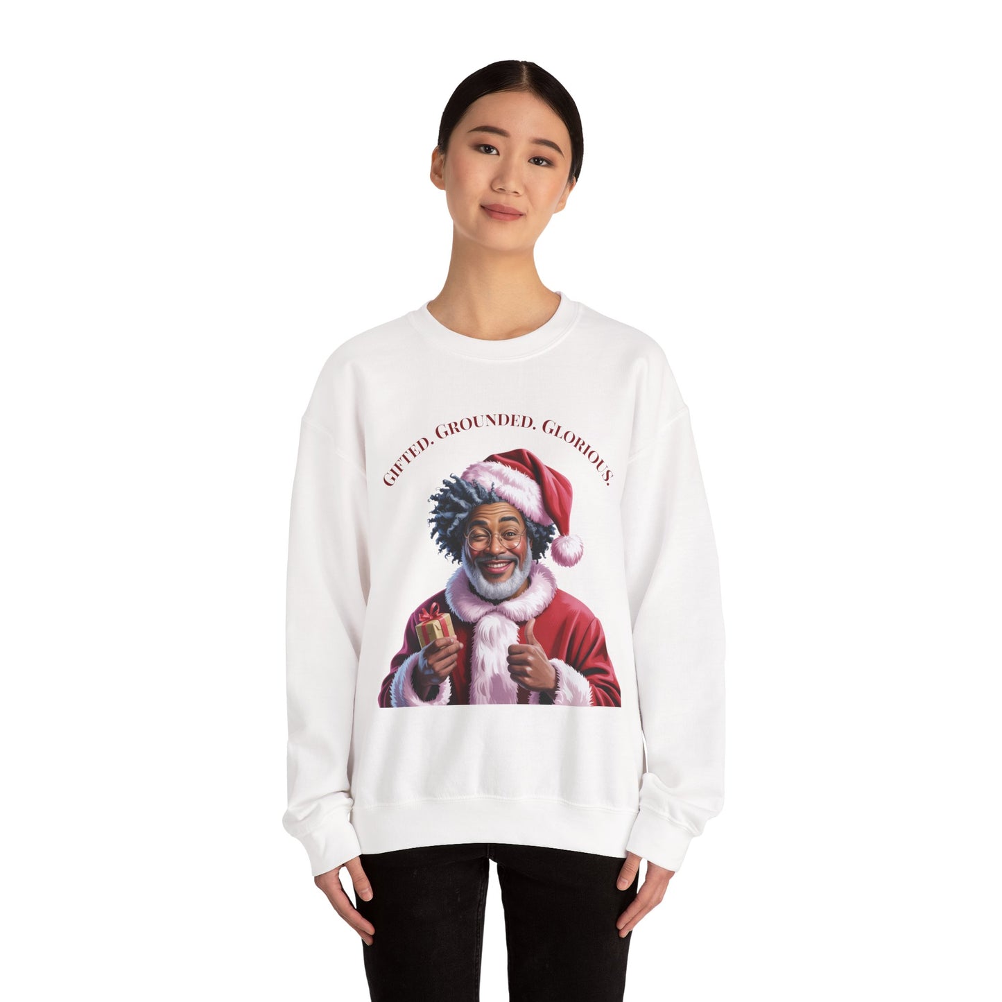Festive Black Santa Sweater - Gifted, Grounded, Gracious Holiday Wear