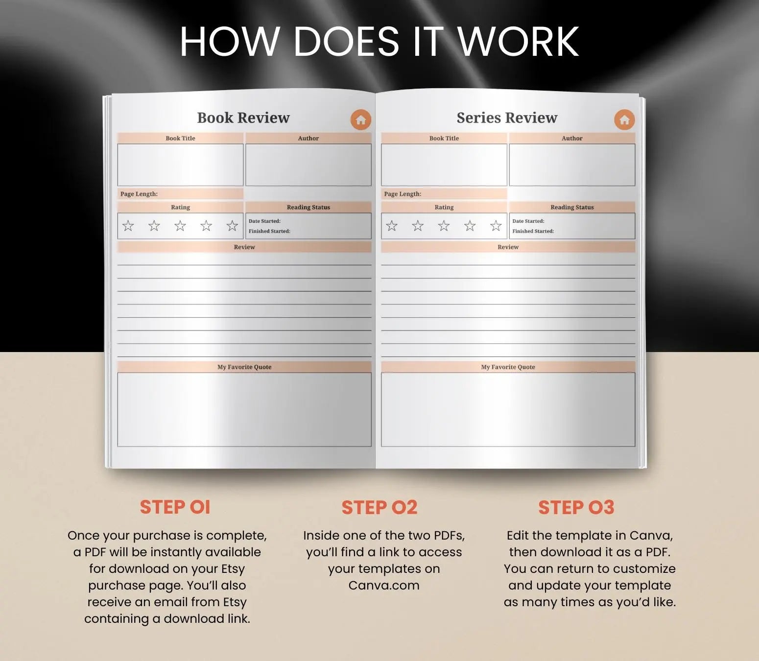 Digital Reading Journal: Book Tracker, Review Log (Printable PDF) Grown Black Glorious