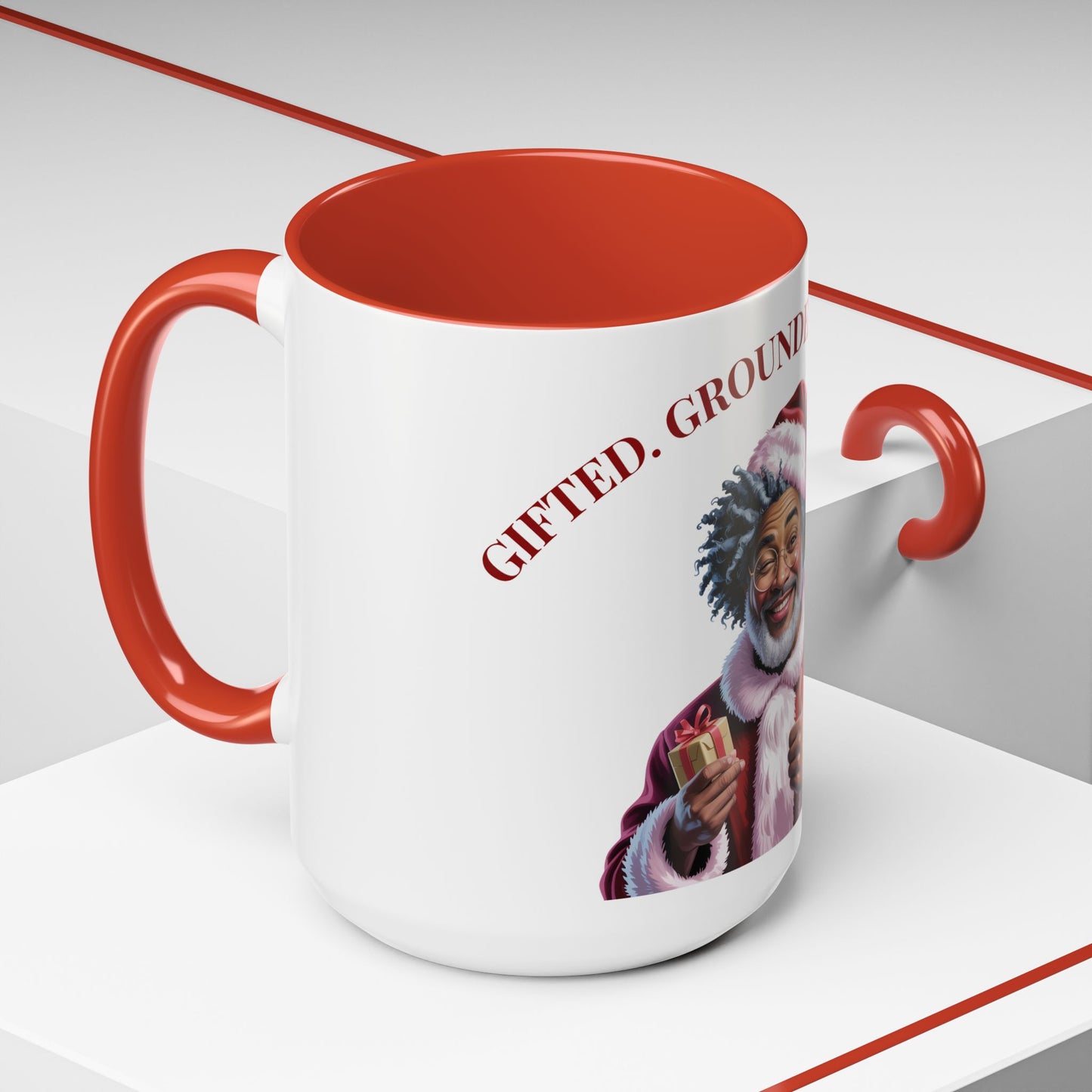 Festive Santa Coffee Mug - "Rooted. Grounded. Glorious."