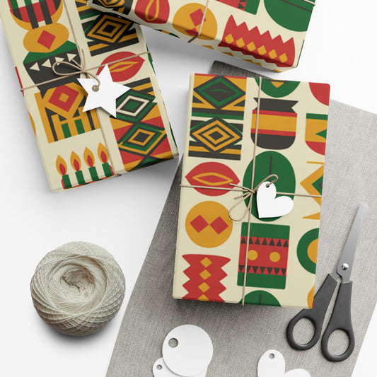 Happy Kwanzaa Afrocentric Wrapping Paper | Pan-African Holiday Gift Wrap | Black Culture Heritage Design | Eco-Friendly & Vibrant