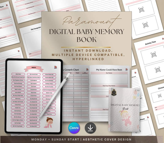 Digital Baby Memory Book: Milestone Tracker, Keepsake Album (PDF Download) Grown Black Glorious