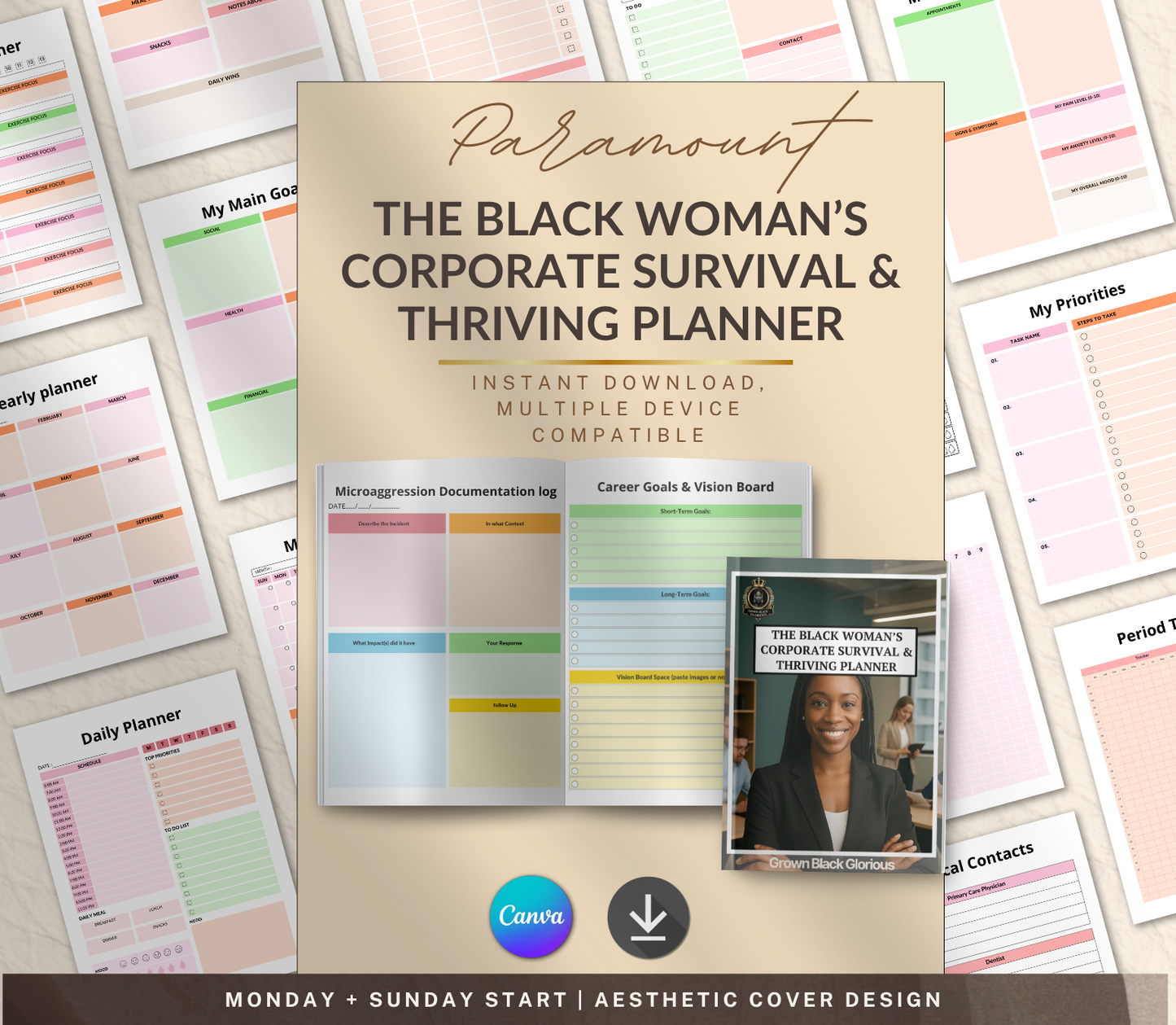 The Black Woman’s Corporate Survival & Thriving Planner | Empowerment & Success Digital Planner - Grown Black Glorious