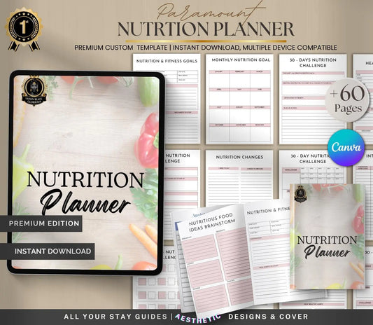 Nutrition Planner: Meal Prep, Food Journal, Calorie Tracker (PDF & Canva Template) Grown Black Glorious