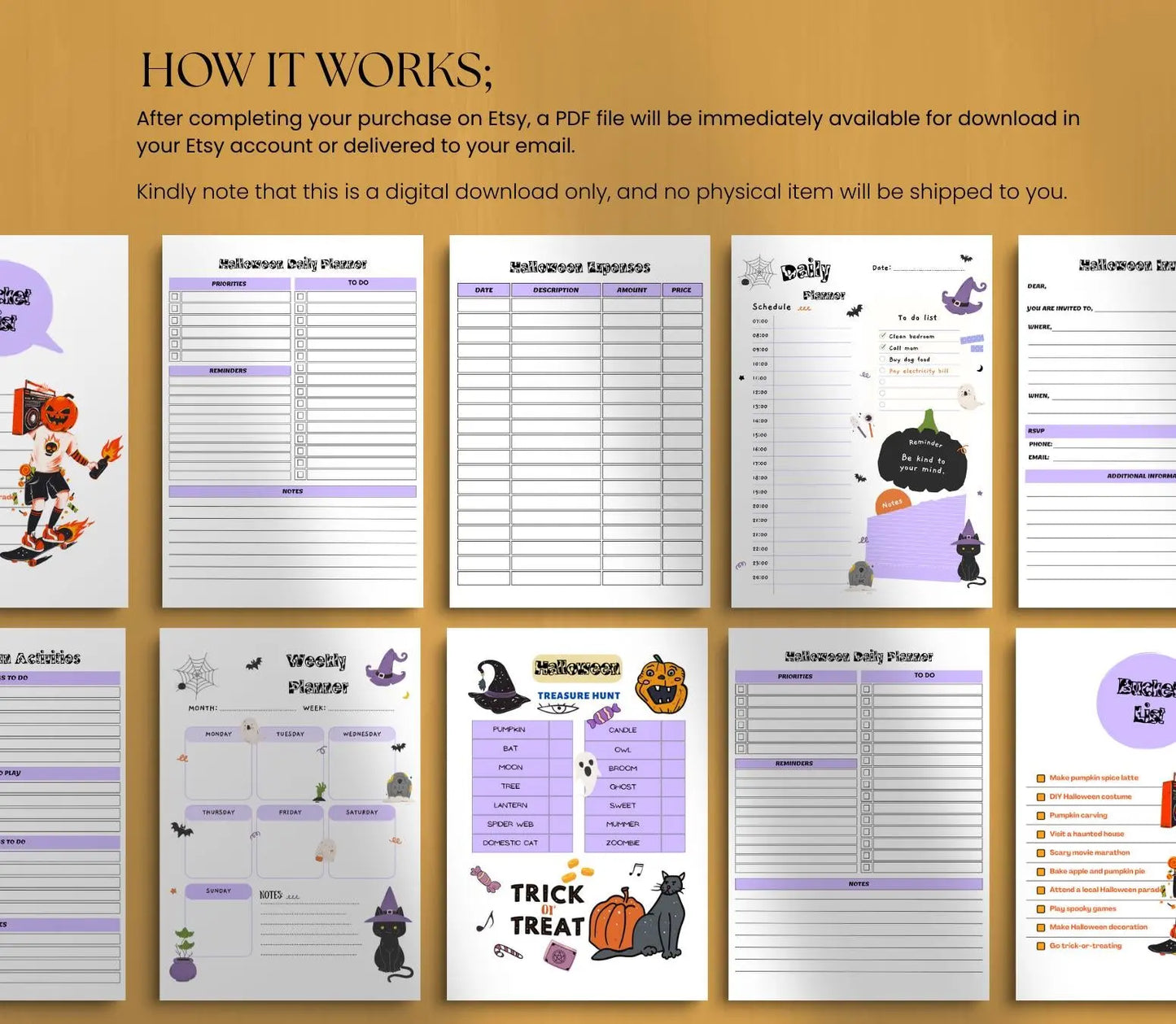Family Halloween Planner - Party, Budget & Costume Organizer (Digital Download) Grown Black Glorious