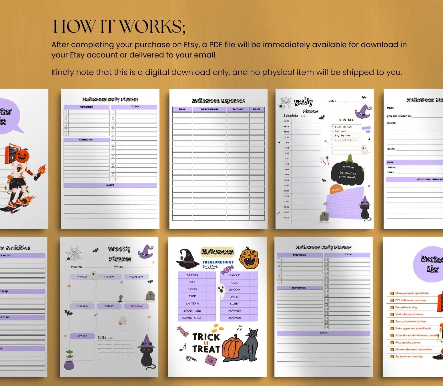 Family Halloween Planner - Party, Budget & Costume Organizer (Digital Download) Grown Black Glorious