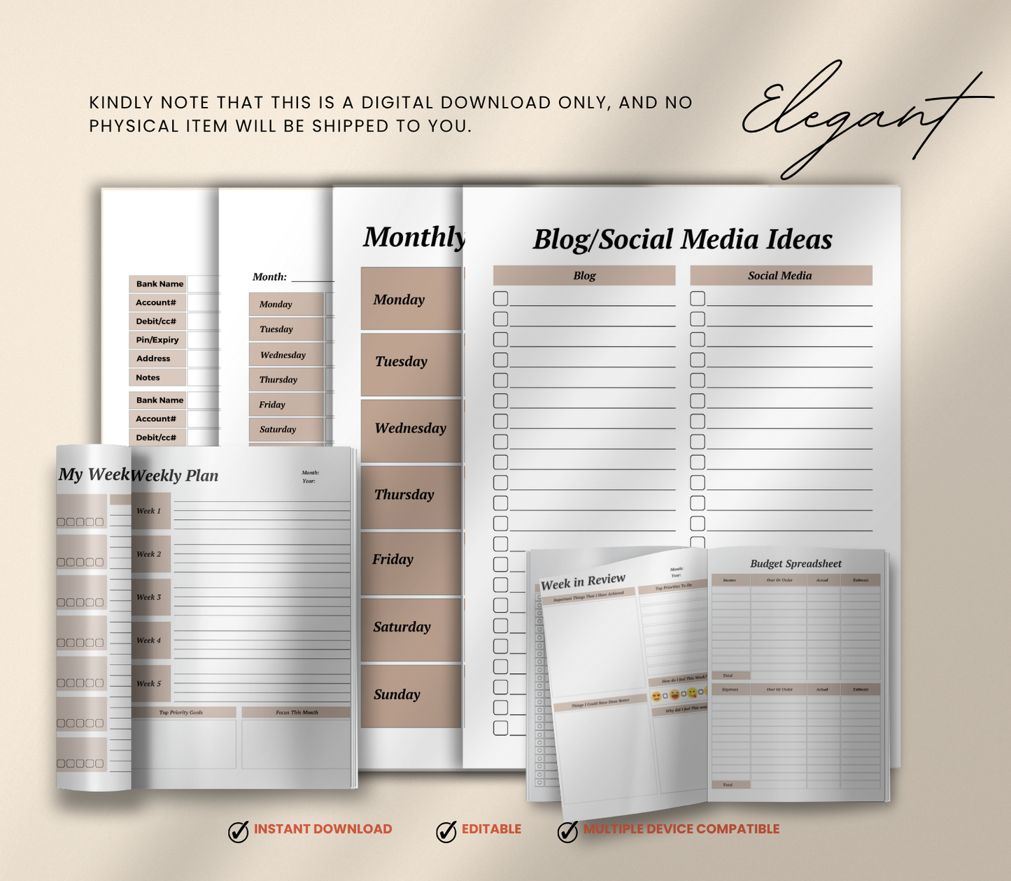 Side Hustle to Full-Time Business Planner | Editable Canva Entrepreneur Digital Planner - Grown Black Glorious