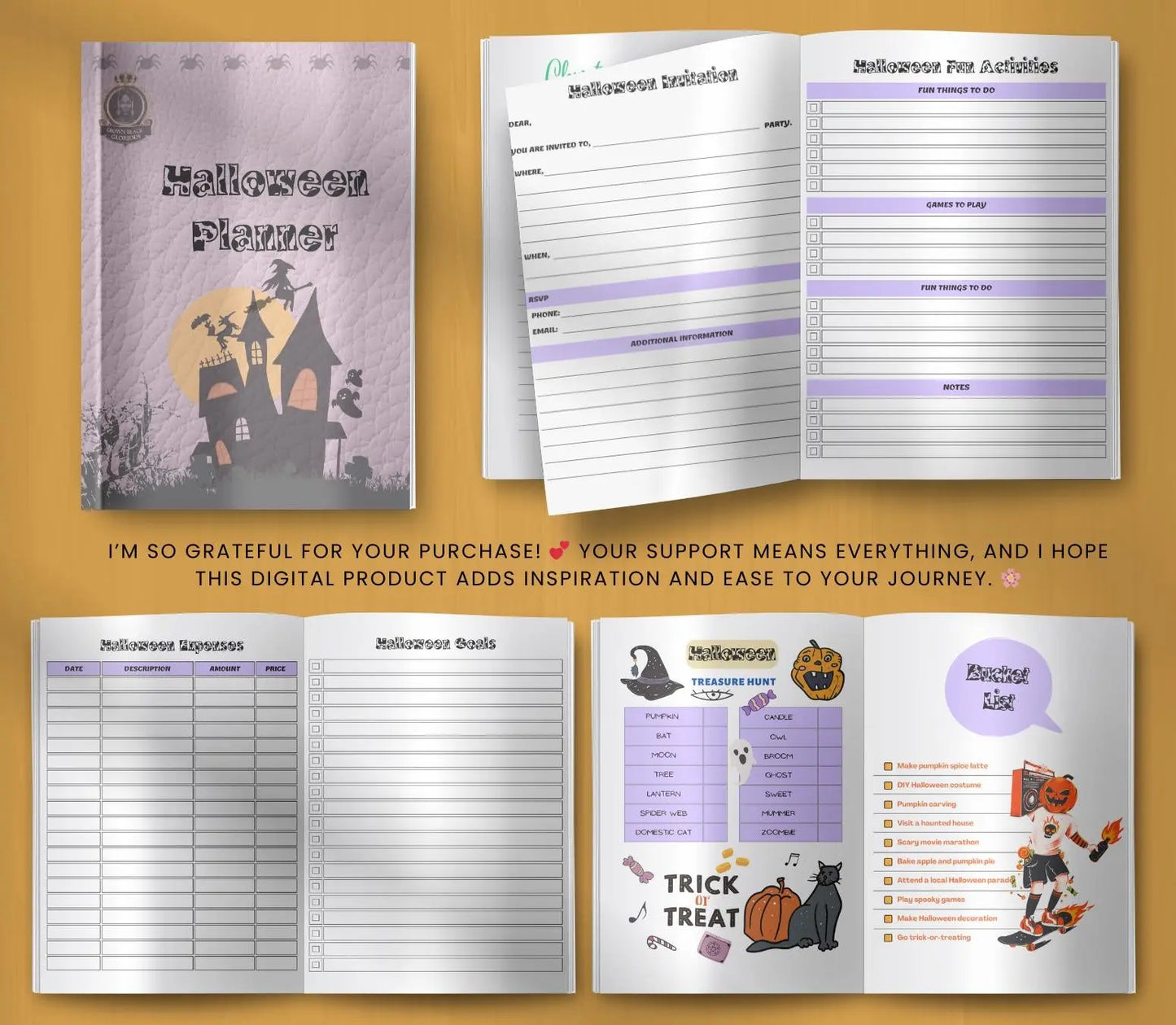 Family Halloween Planner - Party, Budget & Costume Organizer (Digital Download) Grown Black Glorious