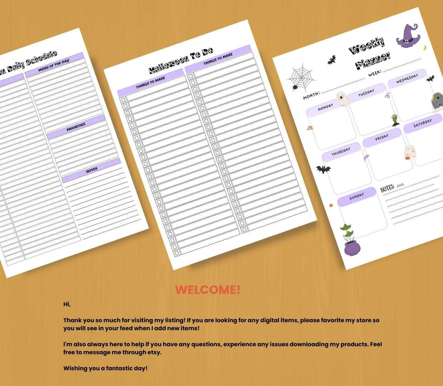 Family Halloween Planner - Party, Budget & Costume Organizer (Digital Download) Grown Black Glorious