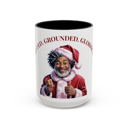 Festive Santa Coffee Mug - "Rooted. Grounded. Glorious."