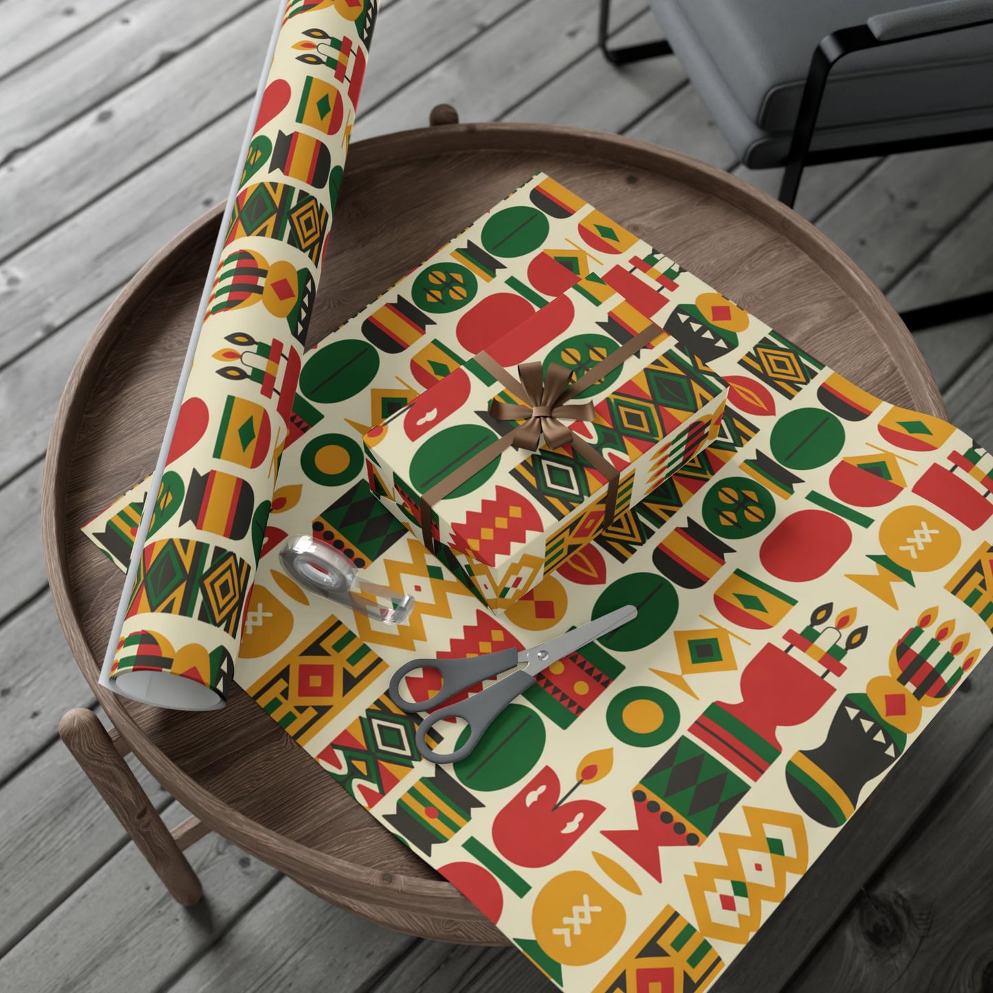 Happy Kwanzaa Afrocentric Wrapping Paper | Pan-African Holiday Gift Wrap | Black Culture Heritage Design | Eco-Friendly & Vibrant