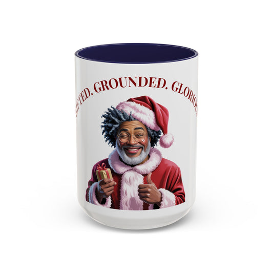Festive Santa Coffee Mug - "Rooted. Grounded. Glorious."