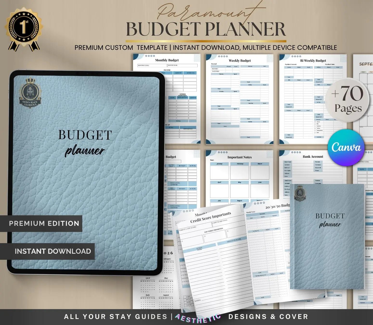 Budget Planner & Finance Tracker - Money Management Made Easy (Digital) Grown Black Glorious
