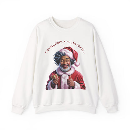Festive Black Santa Sweater - Gifted, Grounded, Gracious Holiday Wear