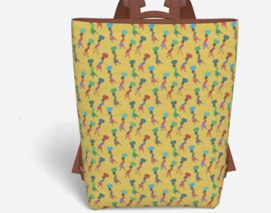 African Print Vegan Leather Backpack – Luxury Afrocentric Travel Bag for Women Grown Black Glorious