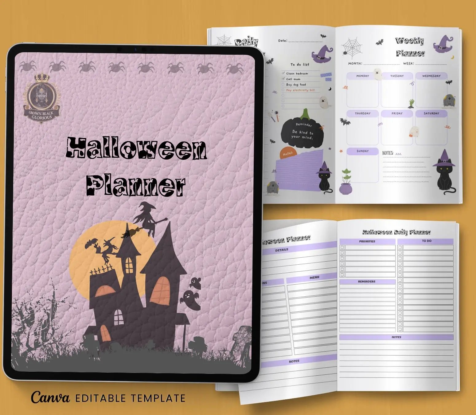 Family Halloween Planner - Party, Budget & Costume Organizer (Digital Download) Grown Black Glorious