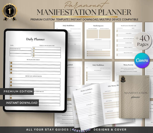 Law of Attraction Manifestation Planner: Goal Setting & Vision Board (Digital Printable) Ma boutique