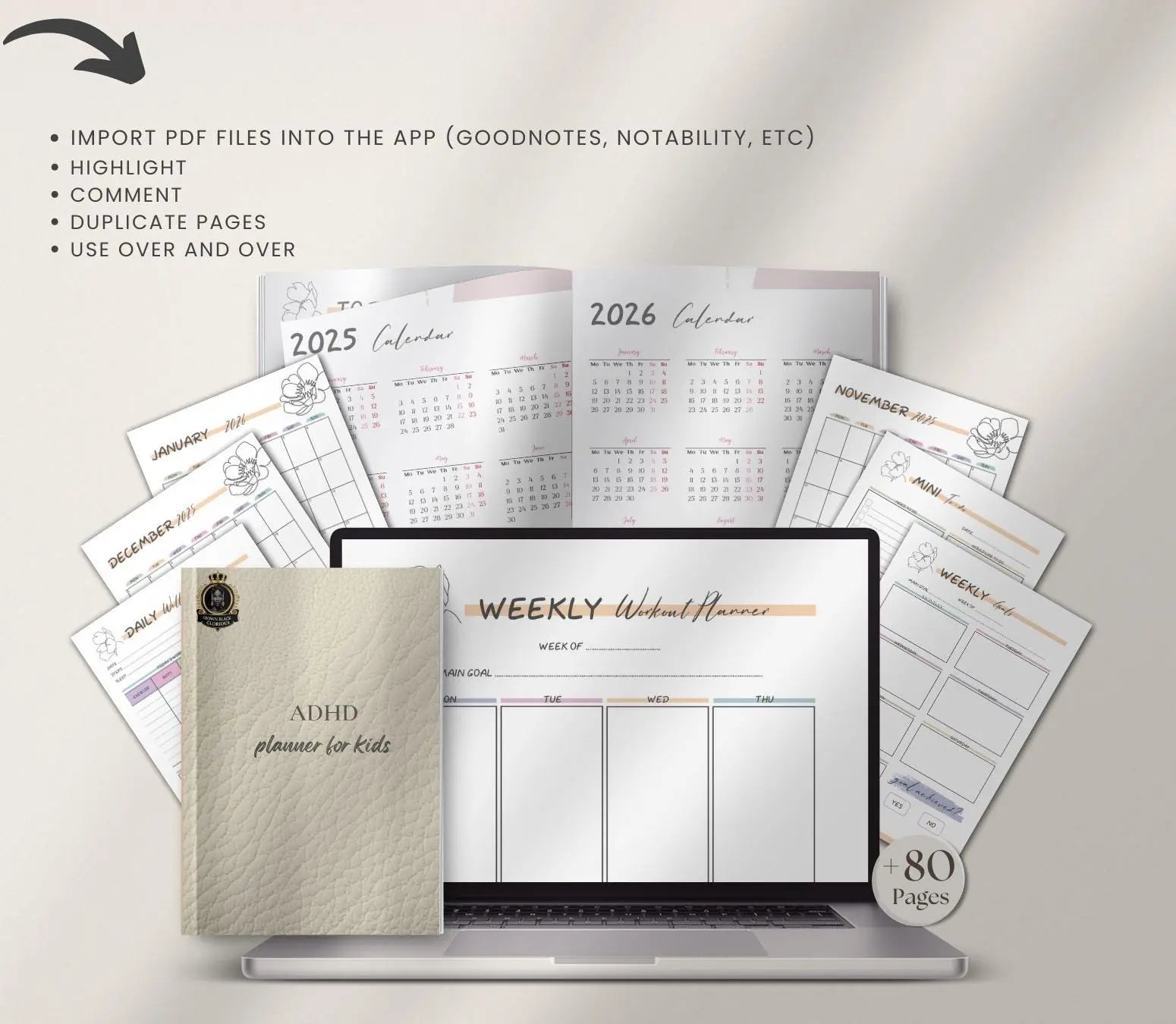 ADHD Mom Planner: Daily & Weekly Organizer (Printable/Digital Download) Grown Black Glorious