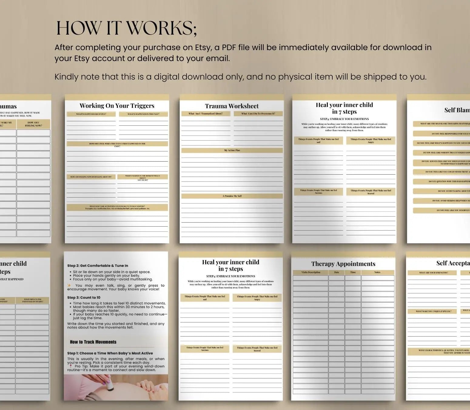 PTSD Trauma Healing Workbook: Coping Skills, Therapy Journal (Printable PDF & Canva) Grown Black Glorious