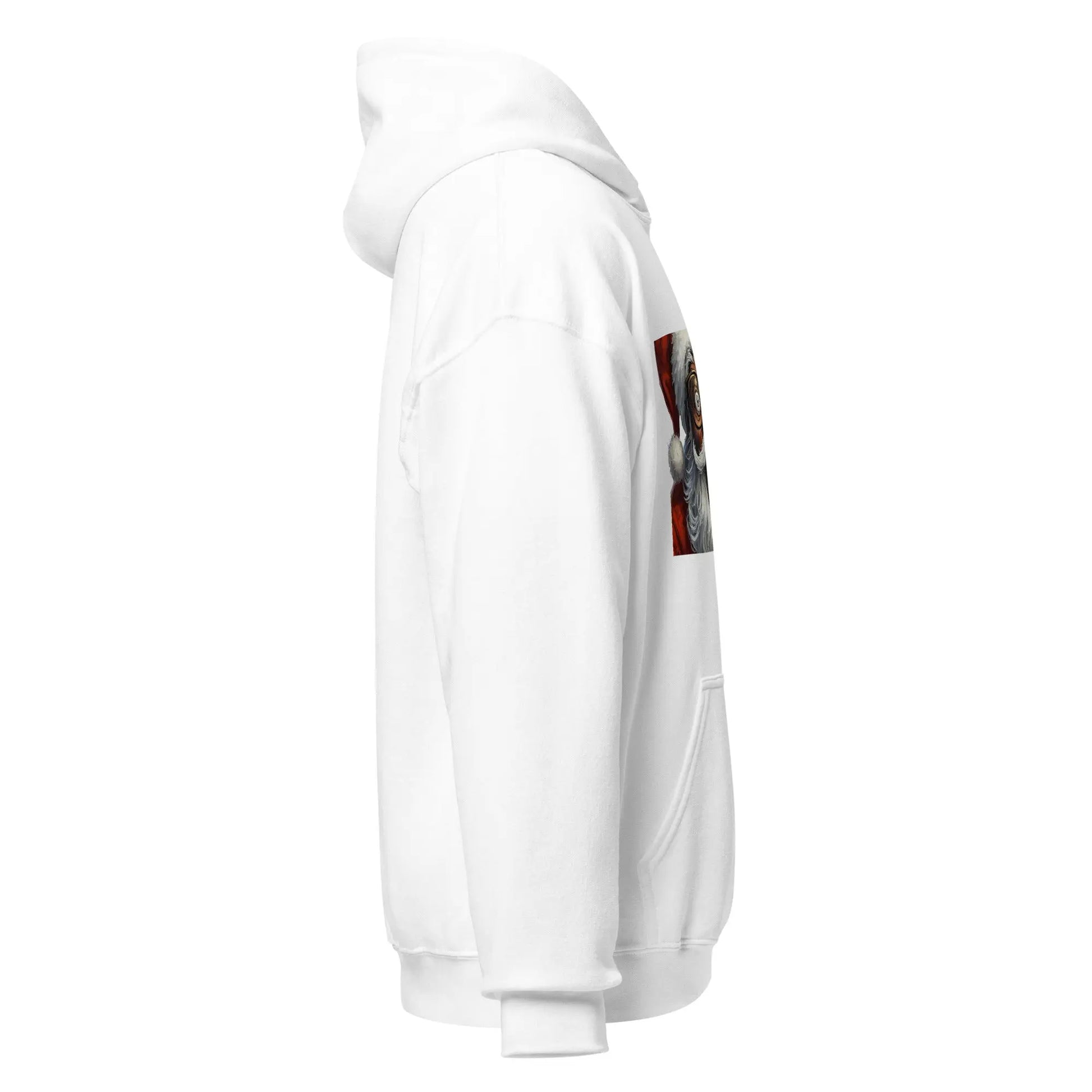 Soft fleece hoodie with Black Santa artwork and cultural holiday slogan for confident, stylish Black women.